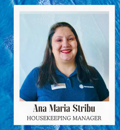 Ana Maria Stribu, housekeeping manager, smiling in uniform.